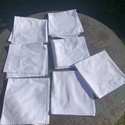 7 white damask cotton napkins, Christian Lacroix, vintage