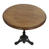 Vintage oak top pedestal table or bistro table with a medium oak finish