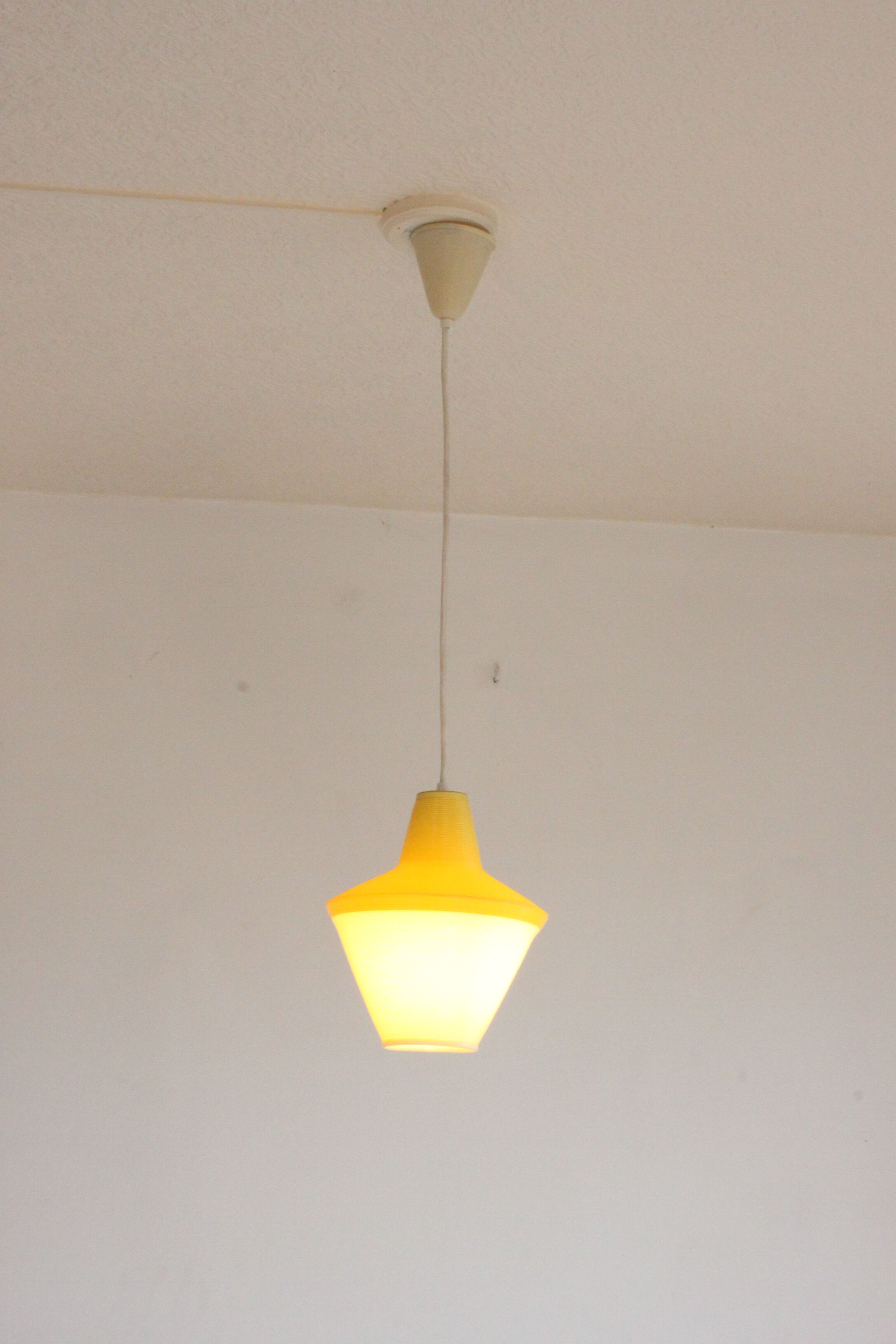 Early plastics cellulose pendant lamp by Atelier de recherche plastique and Rotaflex 1950s.