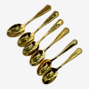 6 small golden mocha spoons