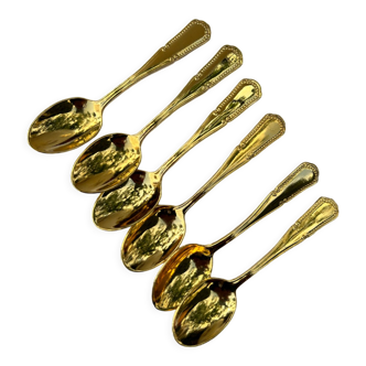 6 small golden mocha spoons