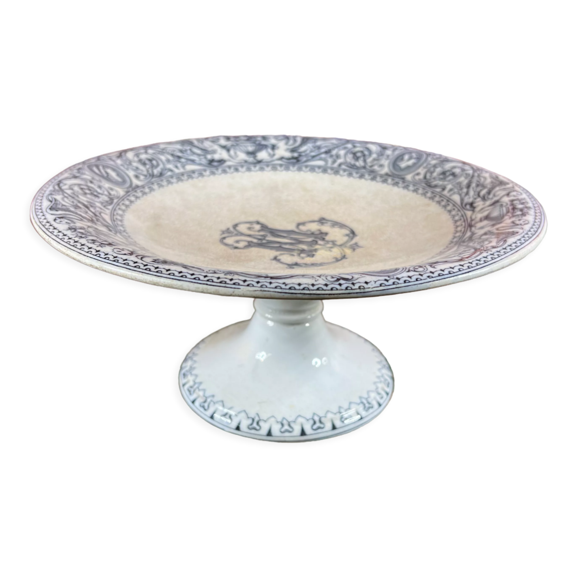 Stand cup compotier iron earth Minton monogram M