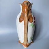 Saint-clément art nouveau vase signed ck in barbotine with decor de fleurs bordeaux