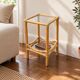 Table d'appoint en bambou et plateaux en verre