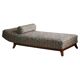 Art Deco bench, reupholstered in vintage fabric, Danish cabinetmaker, 1940s.