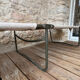 Antique folding military camp bed – khaki green canvas and metal