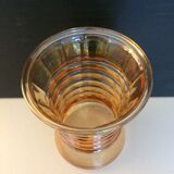 Vase pink iridescent glass