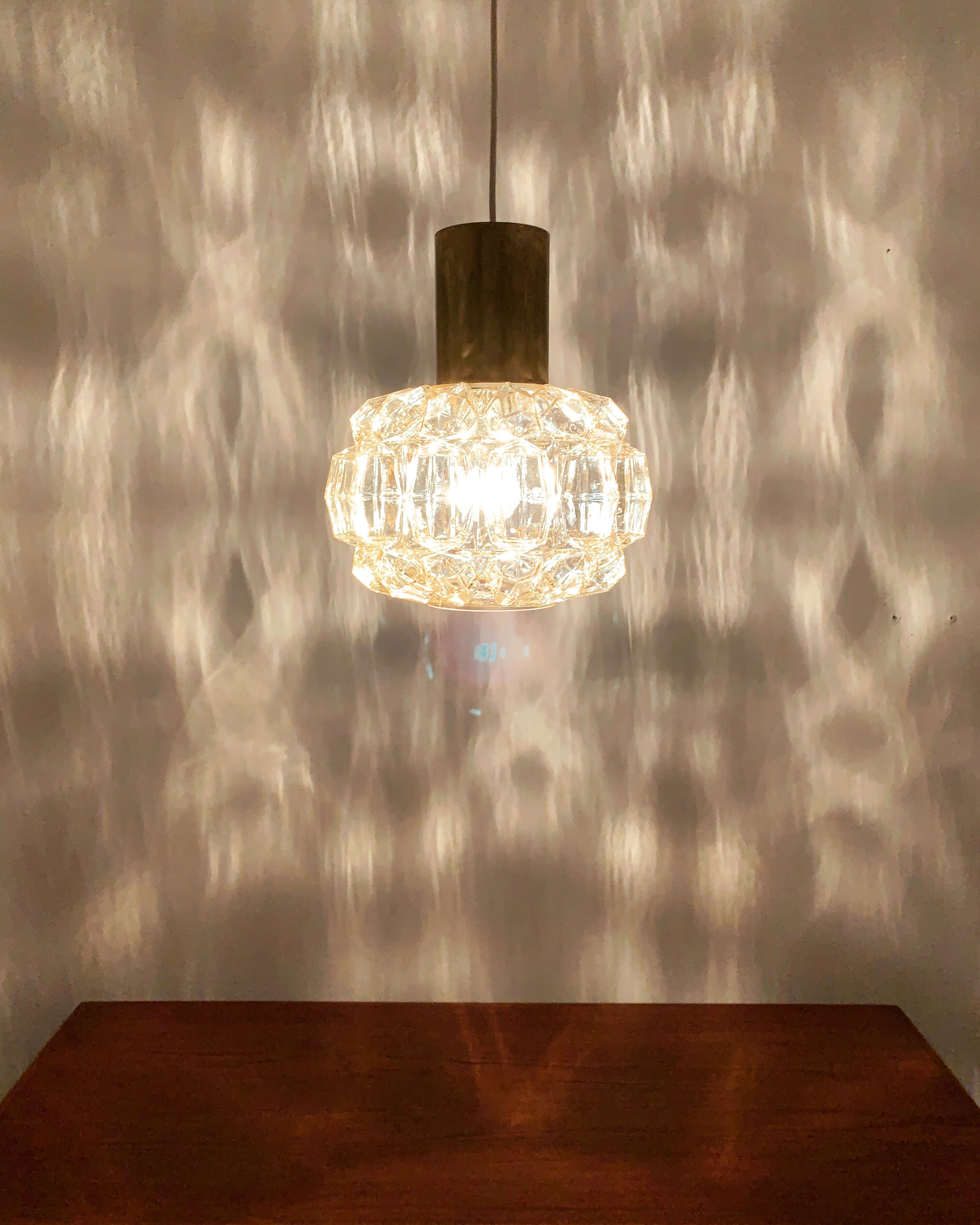 Glass pendant lamp by Glashütte Limburg