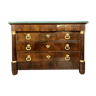 Empire mahogany dresser with enlisted columns surrounded by gilded bronze rings