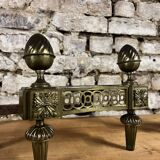 Pair of bronze andirons stamped bouhon frères in louis xvi style