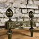 Pair of bronze andirons stamped bouhon frères in louis xvi style