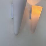 Pair of vintage wall lights, opaline sandblasted glass, France 1970