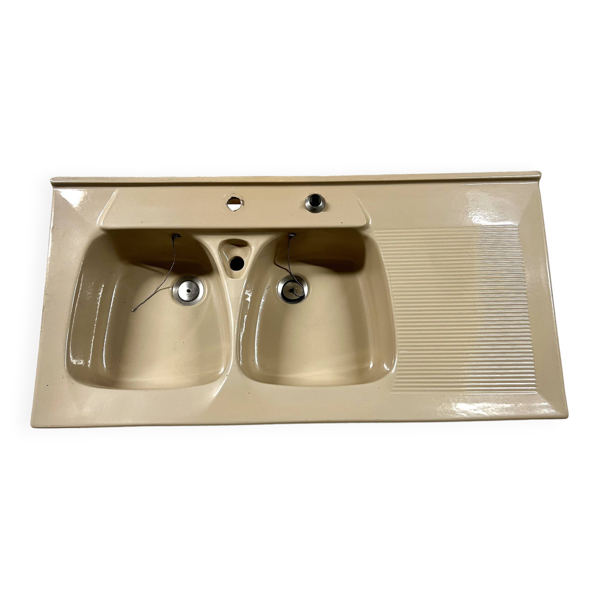 Double basin sink/cream beige bowl