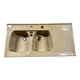 Double basin sink/cream beige bowl