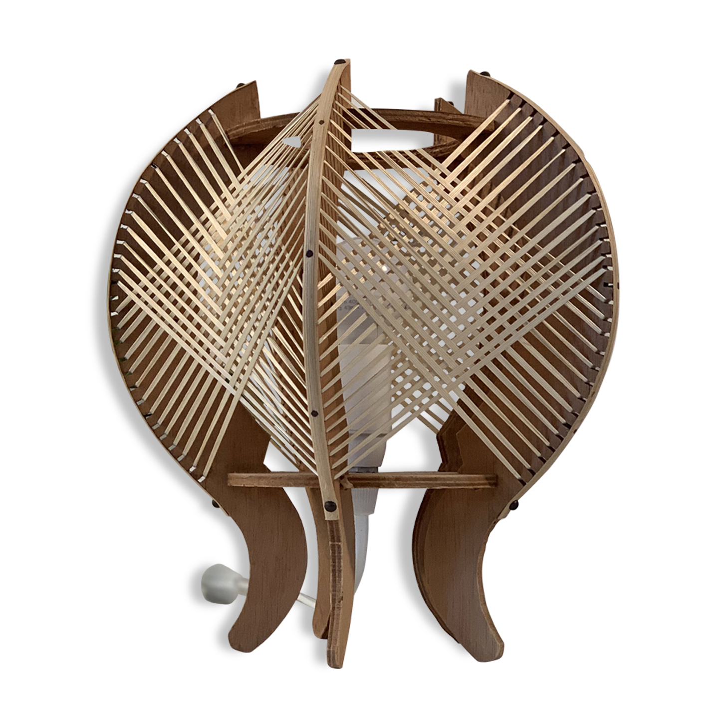 Lampe scandinave vintage en bois et fils des années 60