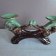 Vintage ceramic chandelier green and brown contours gold Bay Keramik