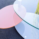 Antoine Motard designer swivel tempered glass coffee table