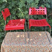 Omstak chair by Rodney Kinsman, vintage red metal.