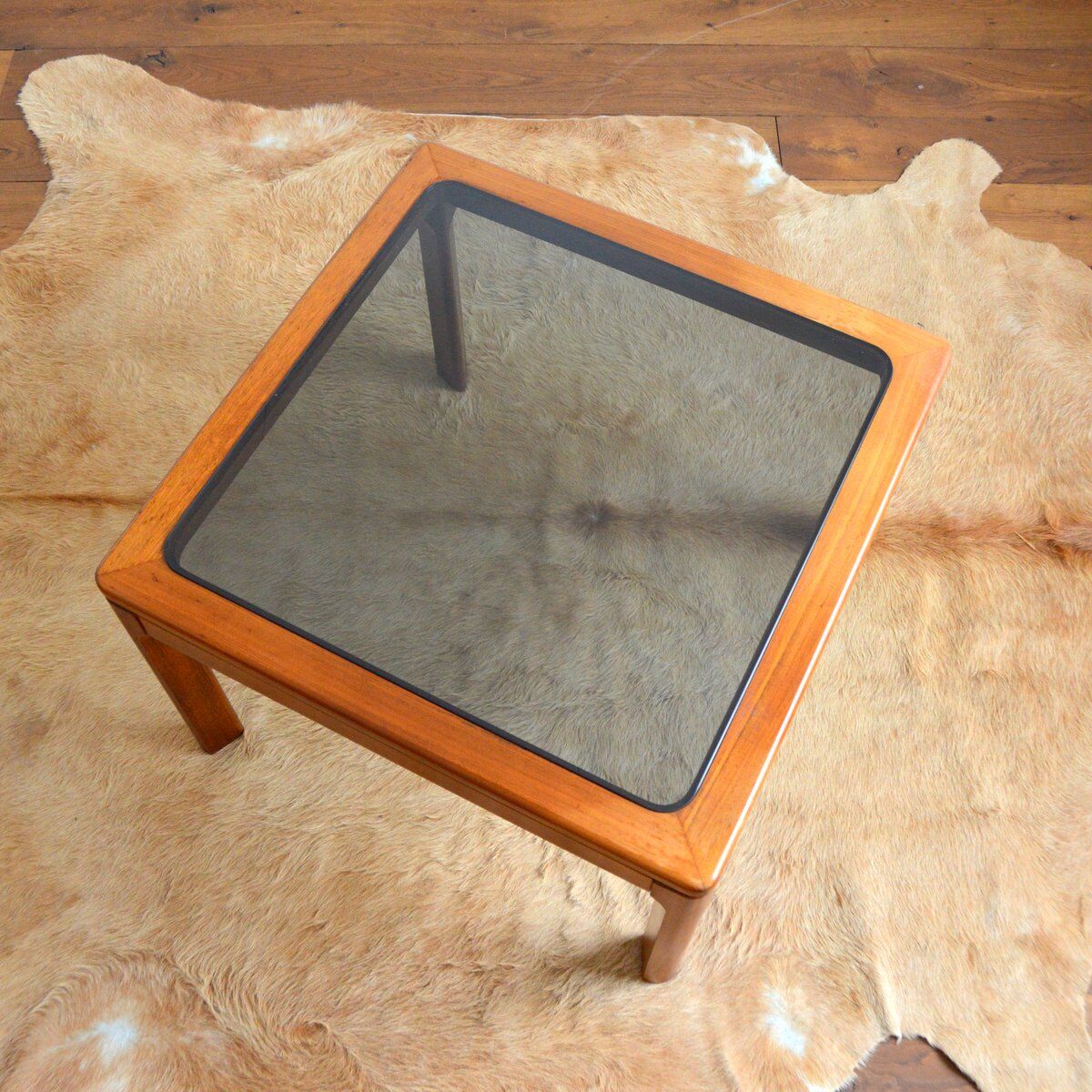 Scandinavian teak and glass coffee table 1970s