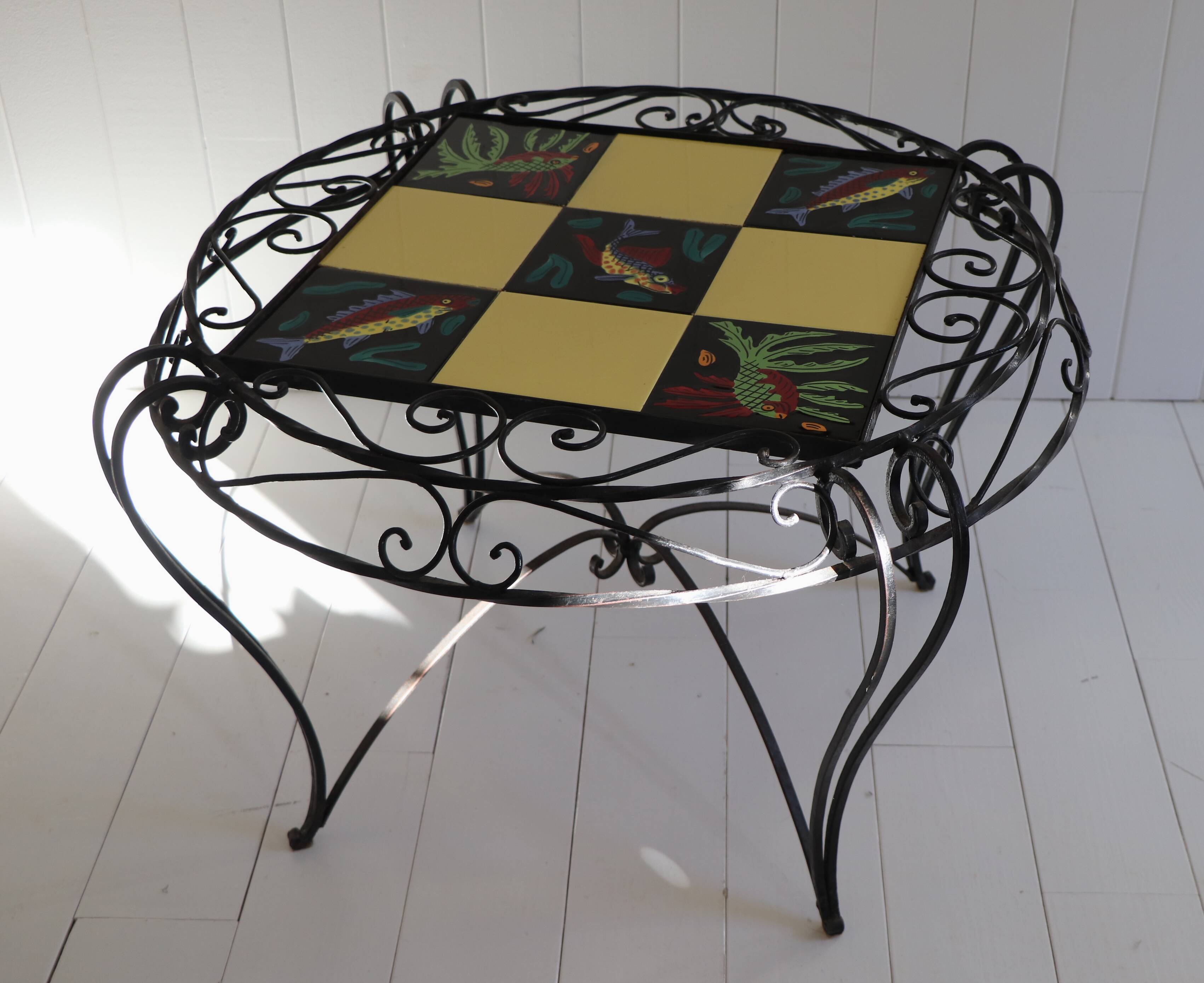 Ceramic coffee table with fish decoration, 1970s