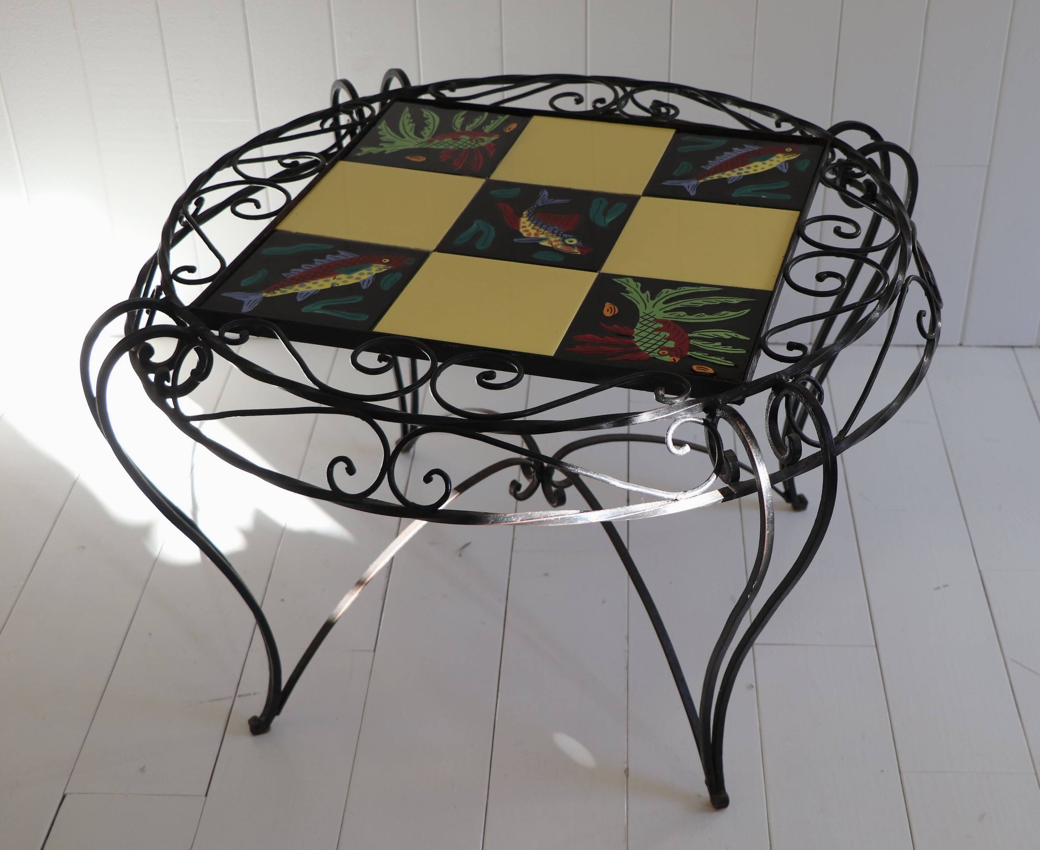 Ceramic coffee table with fish decoration, 1970s