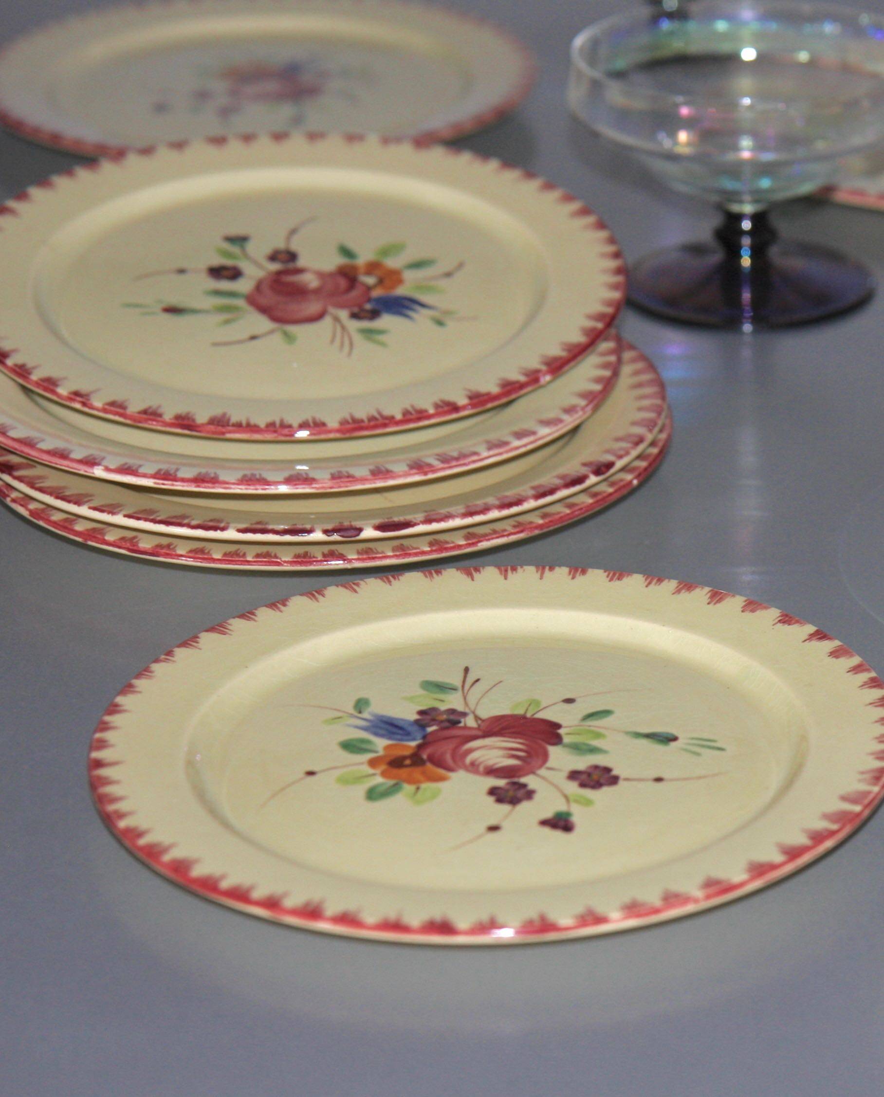 Eleven vintage plates in fine earthenware from Longchamp, Padua model.