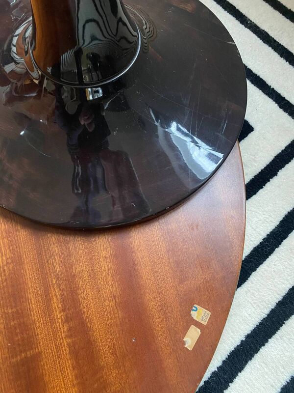 Table basse rare ! Table lounge verte Aldo Tura sur base tulipe, Italie, années 1950