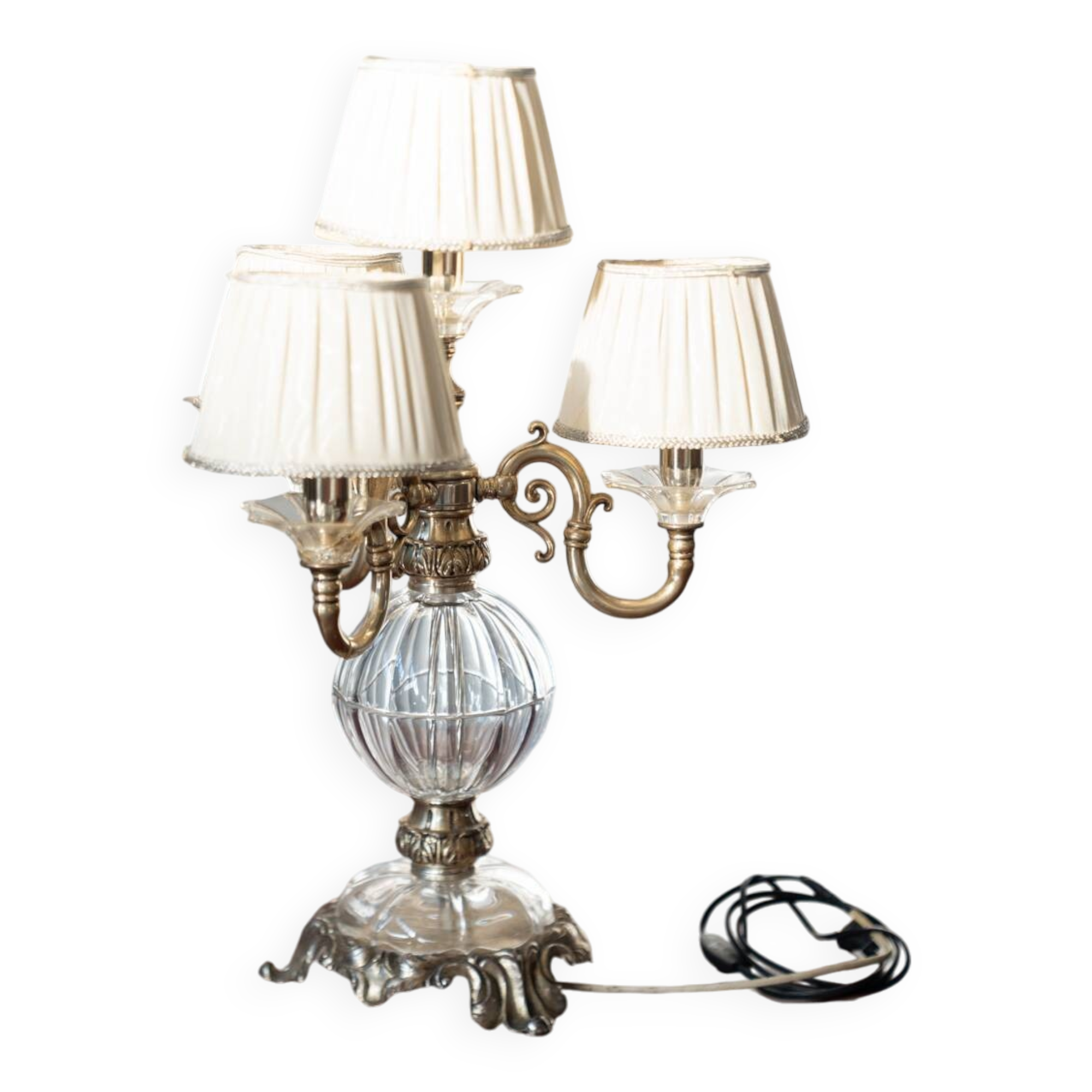 Delta Quattro 5-Light Crystal Table Lamp – Silver Finish