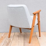 Vintage restored armchair, 1960s, light blue fabric