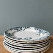 Series of 9 flat plates Terre de Fer “Marie-Louise” St Amand and Hamage