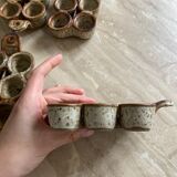 Set of 6 egg dishes in ancient pyrite stoneware