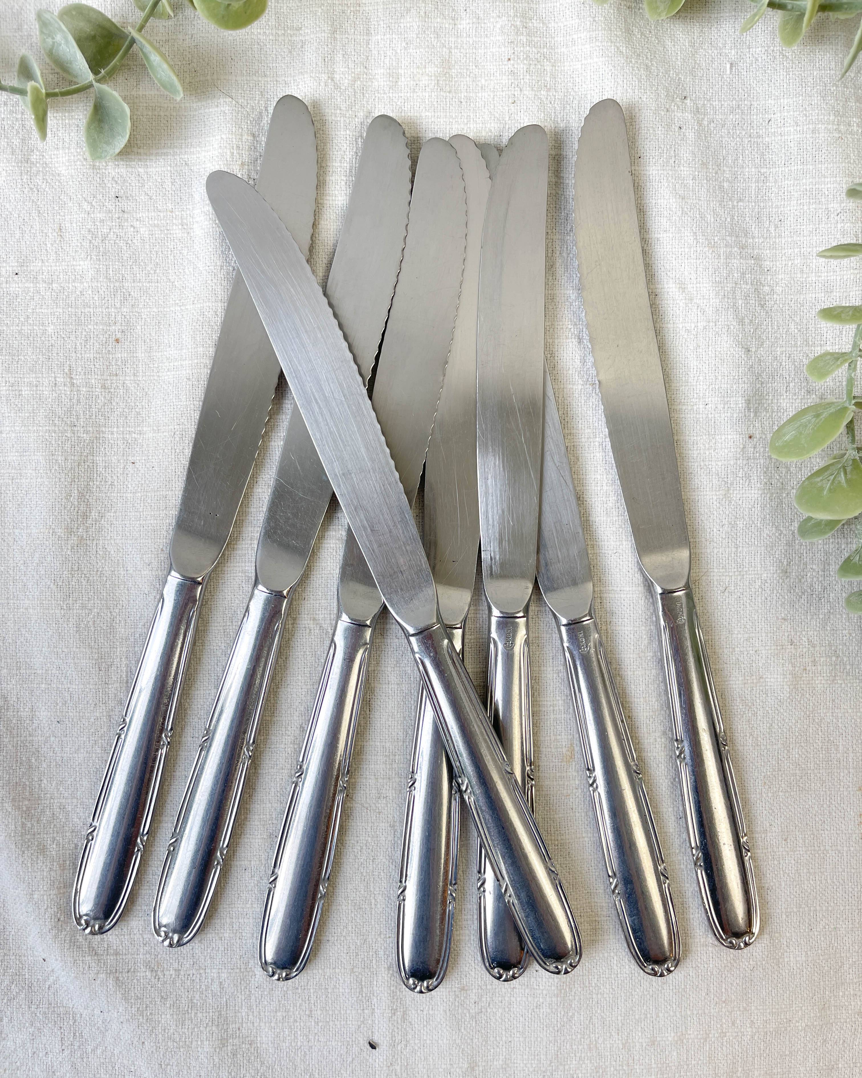 8 vintage stainless steel knives made in France