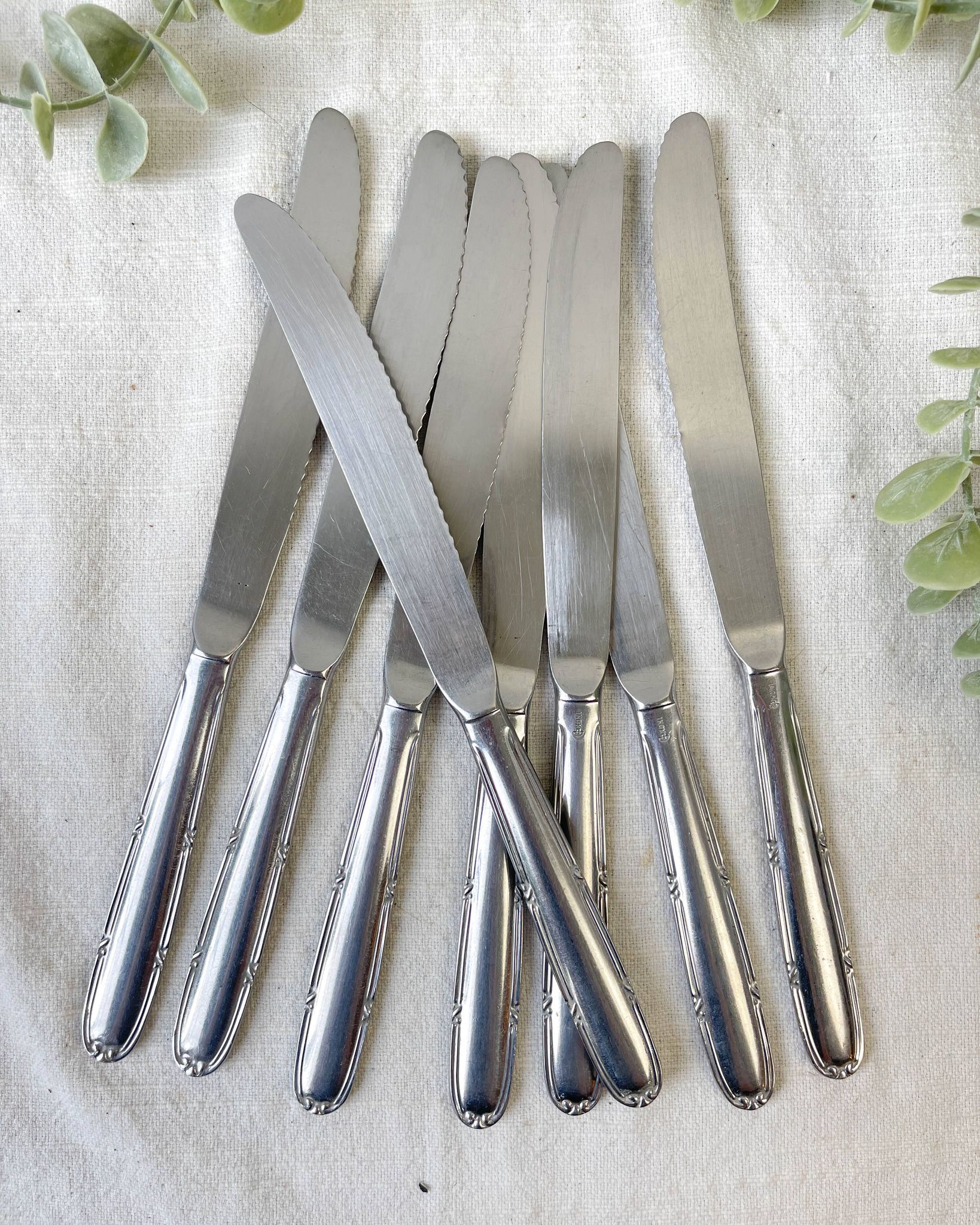 8 vintage stainless steel knives made in France