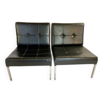 Pair of "samurai" armchairs by joseph-andré motte for airborne, 1970