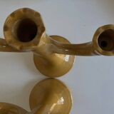Pair of glazed earthenware candlesticks Pichon Uzès 1960