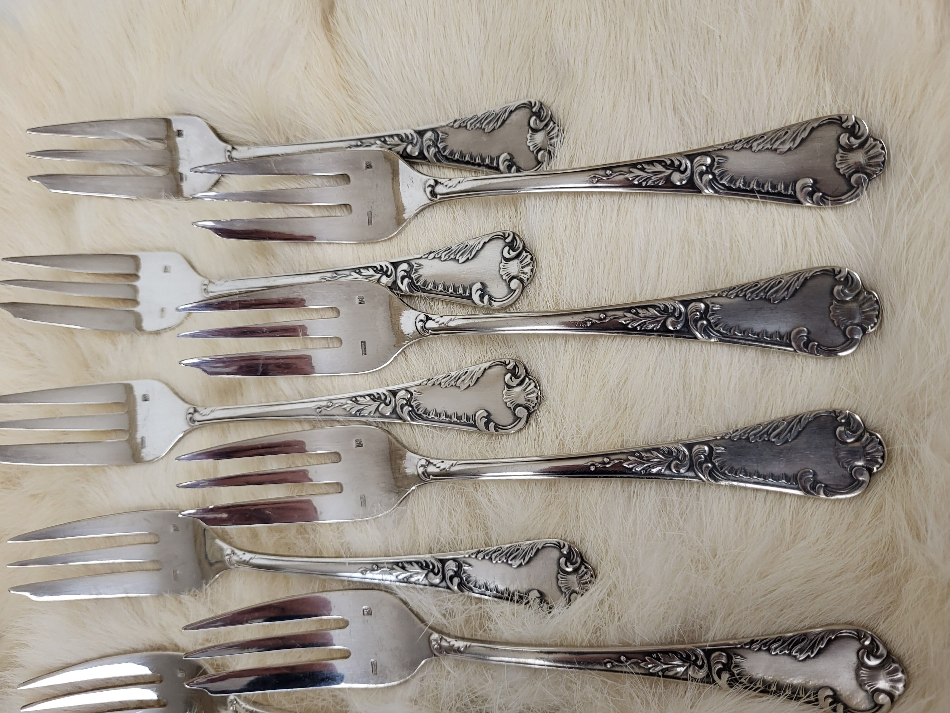 Set of 12 dessert forks Silver metal François Frionnet