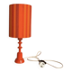 Vintage side lamp in orange painted wood and ribbed fabric shade