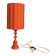 Vintage side lamp in orange painted wood and ribbed fabric shade