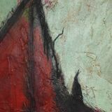 Abstract Boat Art Oil On Canvas XL Huge Painting Signed 146x114cm