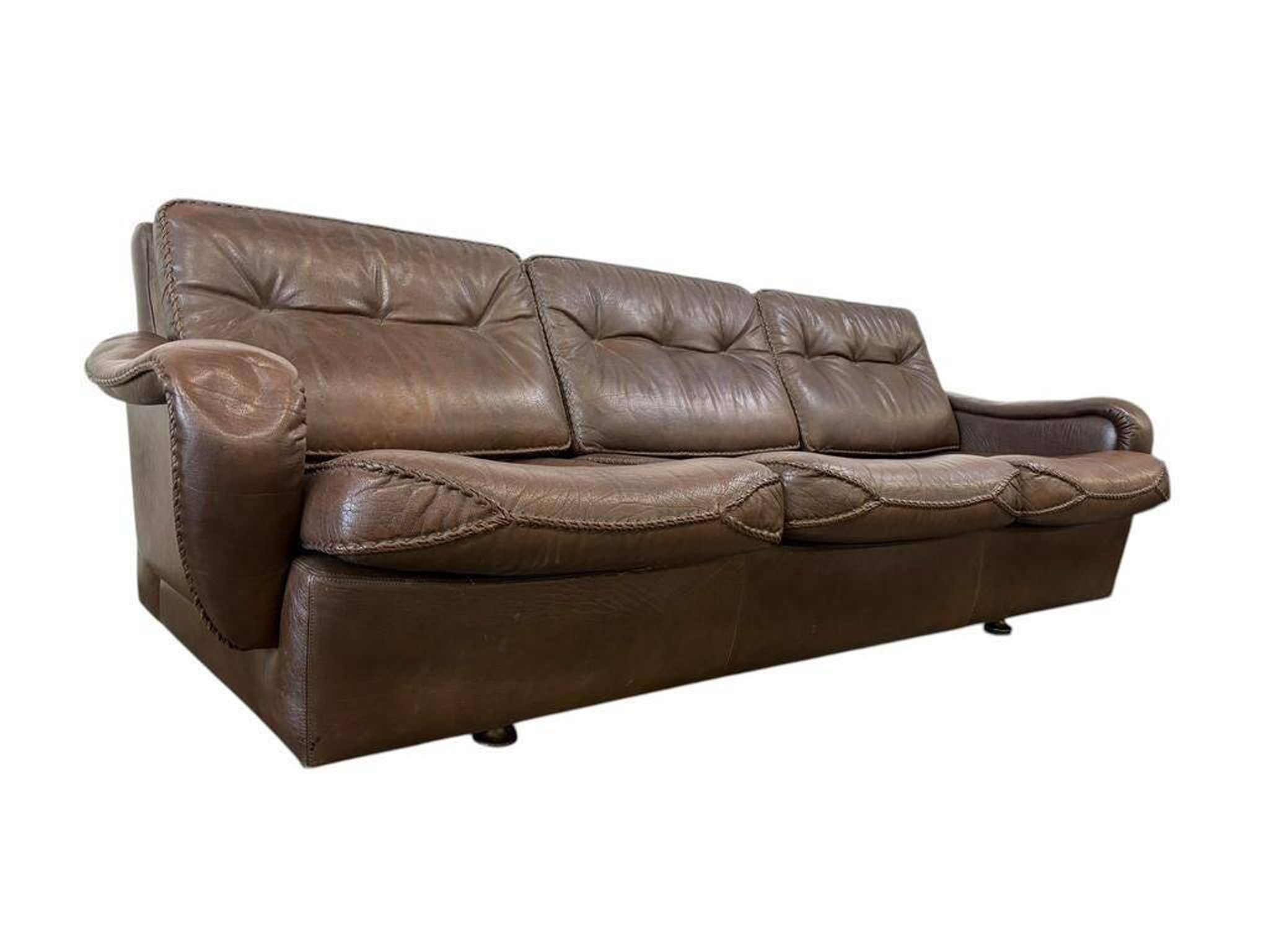 Canapé danois vintage en cuir brun 'Madsen & Schubell'