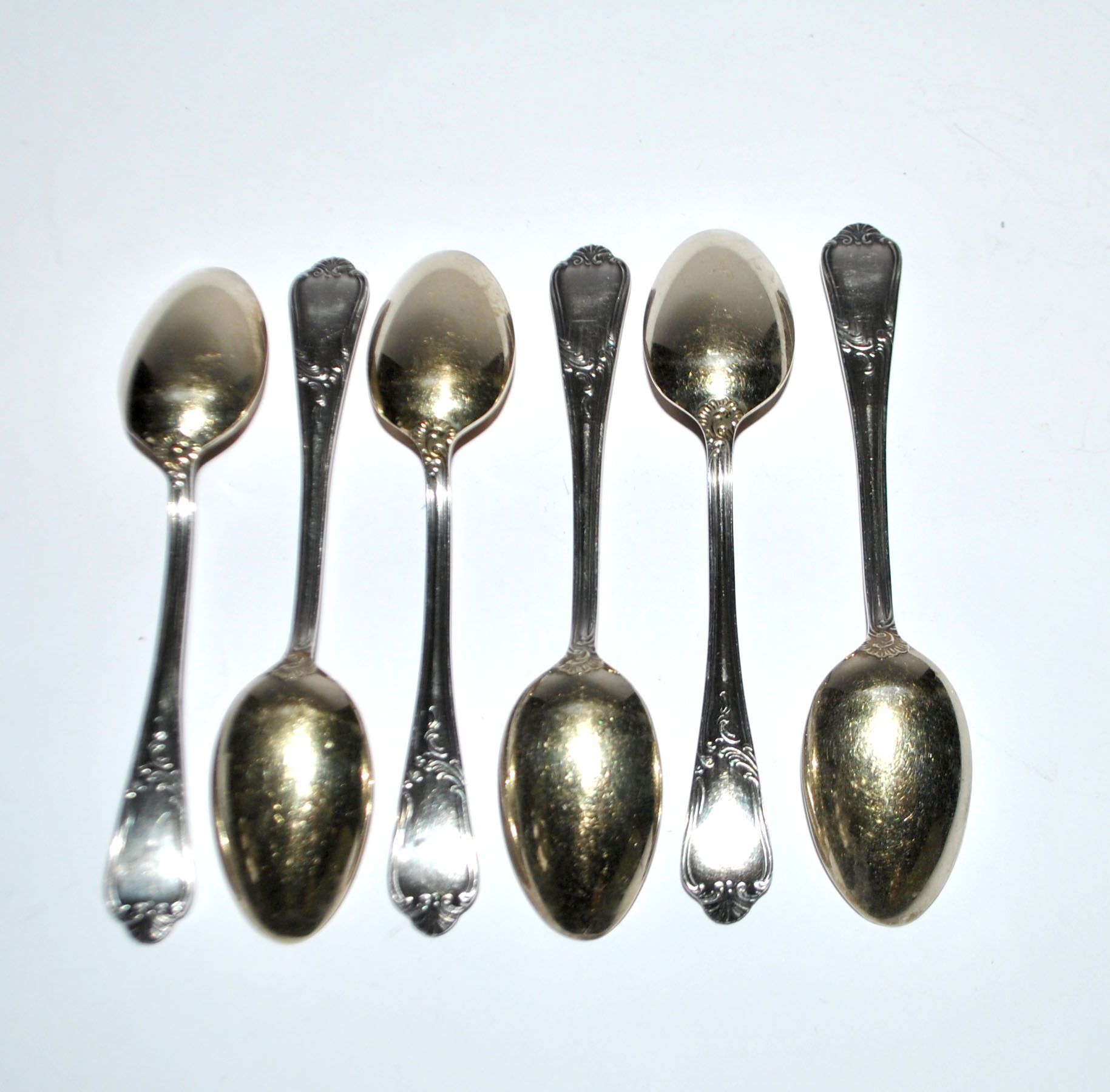 DEETJEN Lot of 6 silver-plated metal moka teaspoons Louis XV Rocaille no. 25