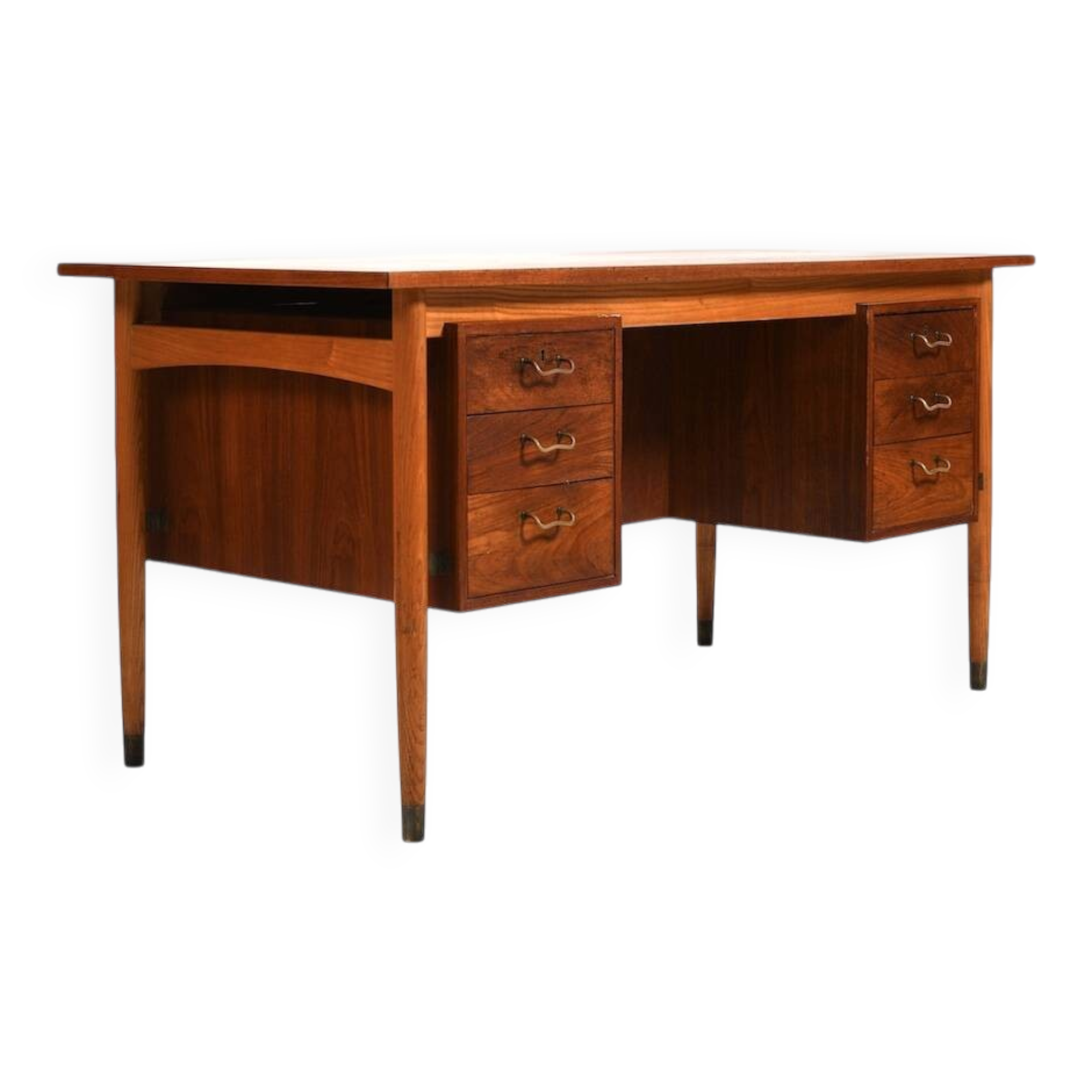Bureau Danois Autonome avec Détails en Laiton Années 1950