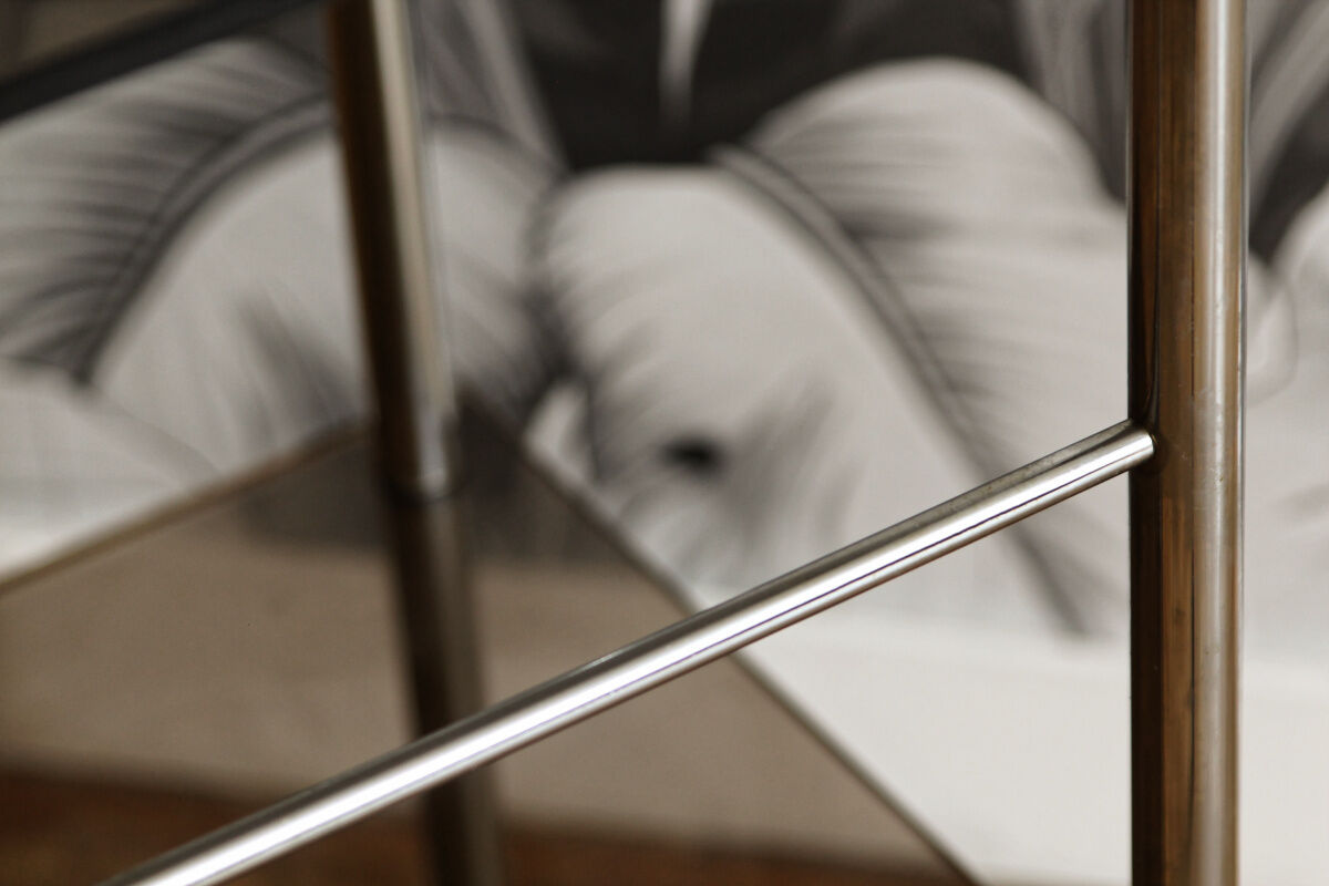 Vintage chromed metal sofa end