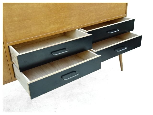 Sideboard vintage blond wood massif vintage 1950 from Charles Ramos