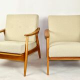 Fauteuil danoise beige en Boucle années 1970