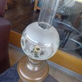 Old engraved globe oil lamp