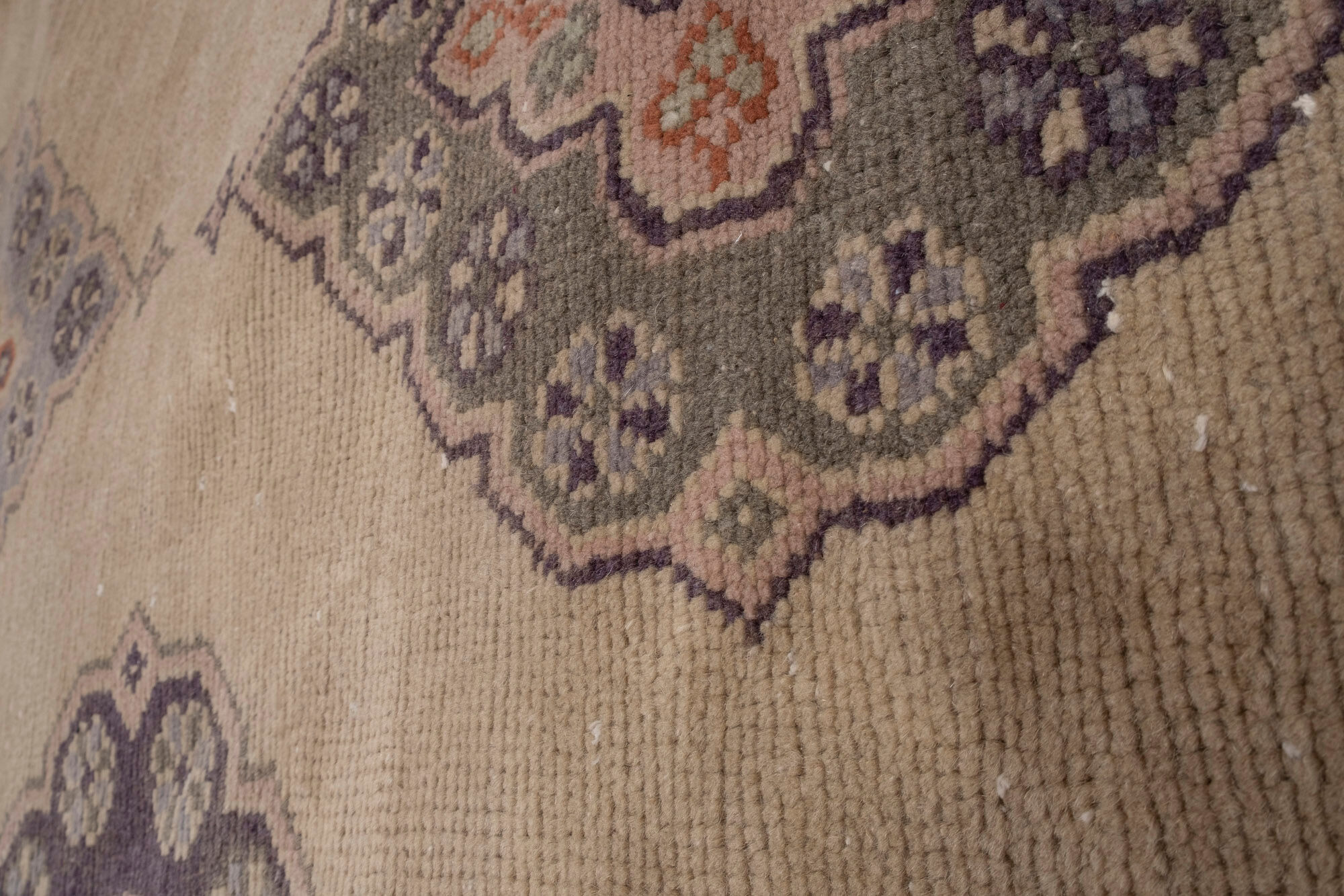Oushak runner rug turkish hand knotted distressed hallway rug 75 x 348 cm