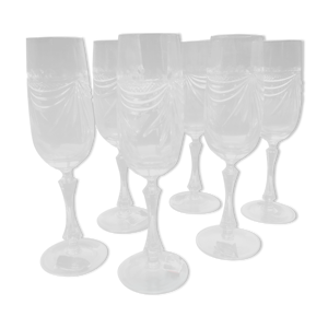 6 flutes à champagne - cristal