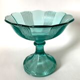 Coupe sur pied en verre vert