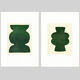 Duo de peintures sur papier - pow et mood - vert foncé - signées eawy